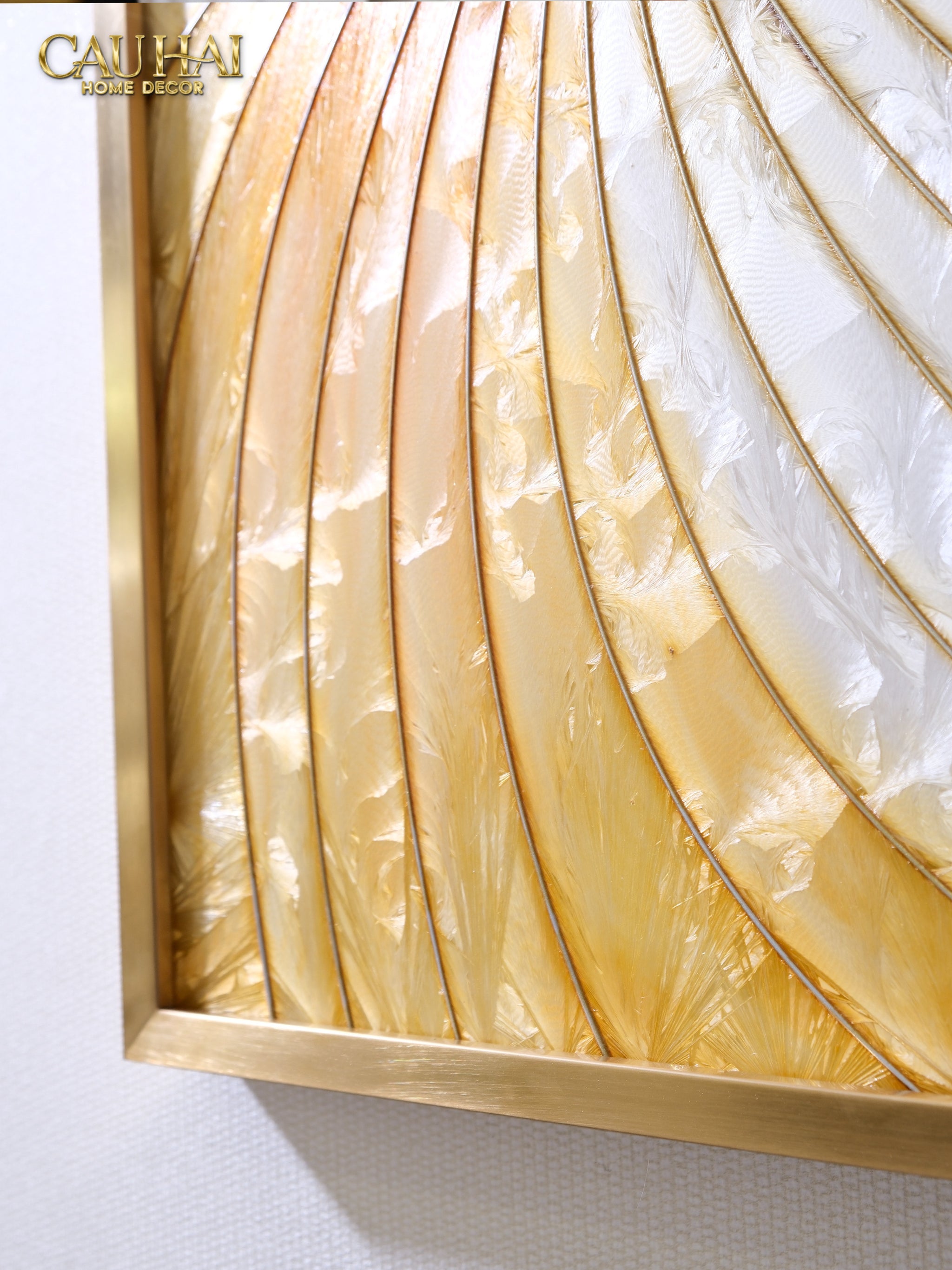 Maison Couture - Tranh Khảm Men Thuỷ Tinh Khung Thủ Công Khung Thép Không Gỉ Gilded Prism Enamel - Ginkgo Era 70x100-TRANH TREO TƯỜNG-CẬU HAI HOME DECOR