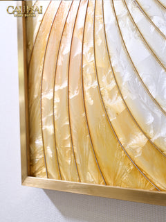 Maison Couture - Tranh Khảm Men Thuỷ Tinh Khung Thủ Công Khung Thép Không Gỉ Gilded Prism Enamel - Ginkgo Era 70x100-TRANH TREO TƯỜNG-CẬU HAI HOME DECOR