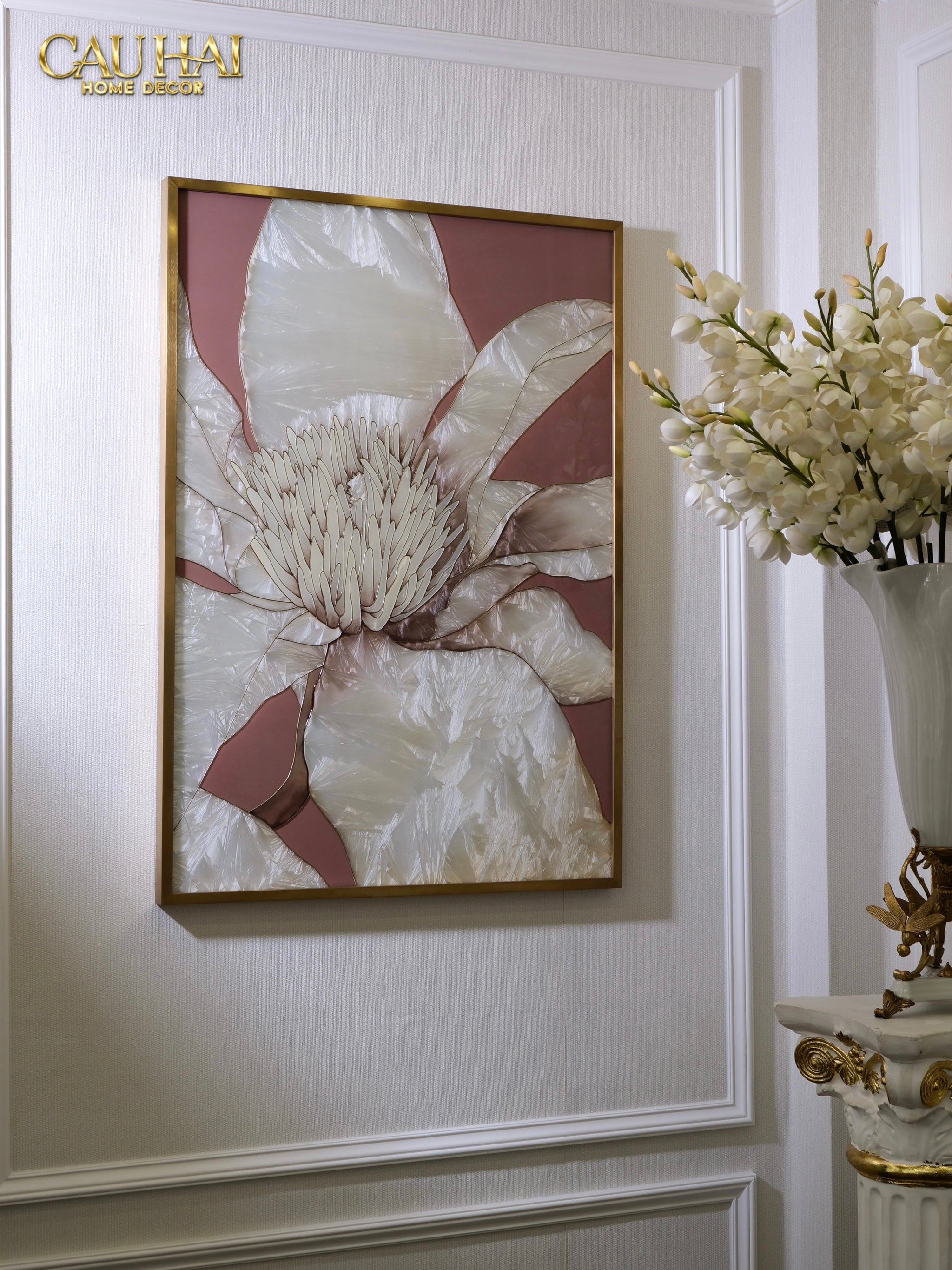 Maison Couture - Tranh Khảm Men Thuỷ Tinh Thủ Công Khung Thép Không Gỉ Gilded Prism Enamel - Crystal Bloom 70x100-TRANH TREO TƯỜNG-CẬU HAI HOME DECOR