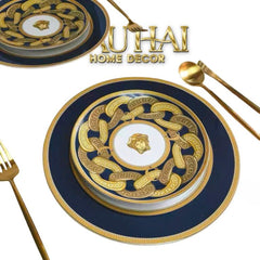 Set 2 Đĩa Dinner Gốm Sứ Medusa Chain Royale Cobalt 27/20-CẬU HAI HOME DECOR