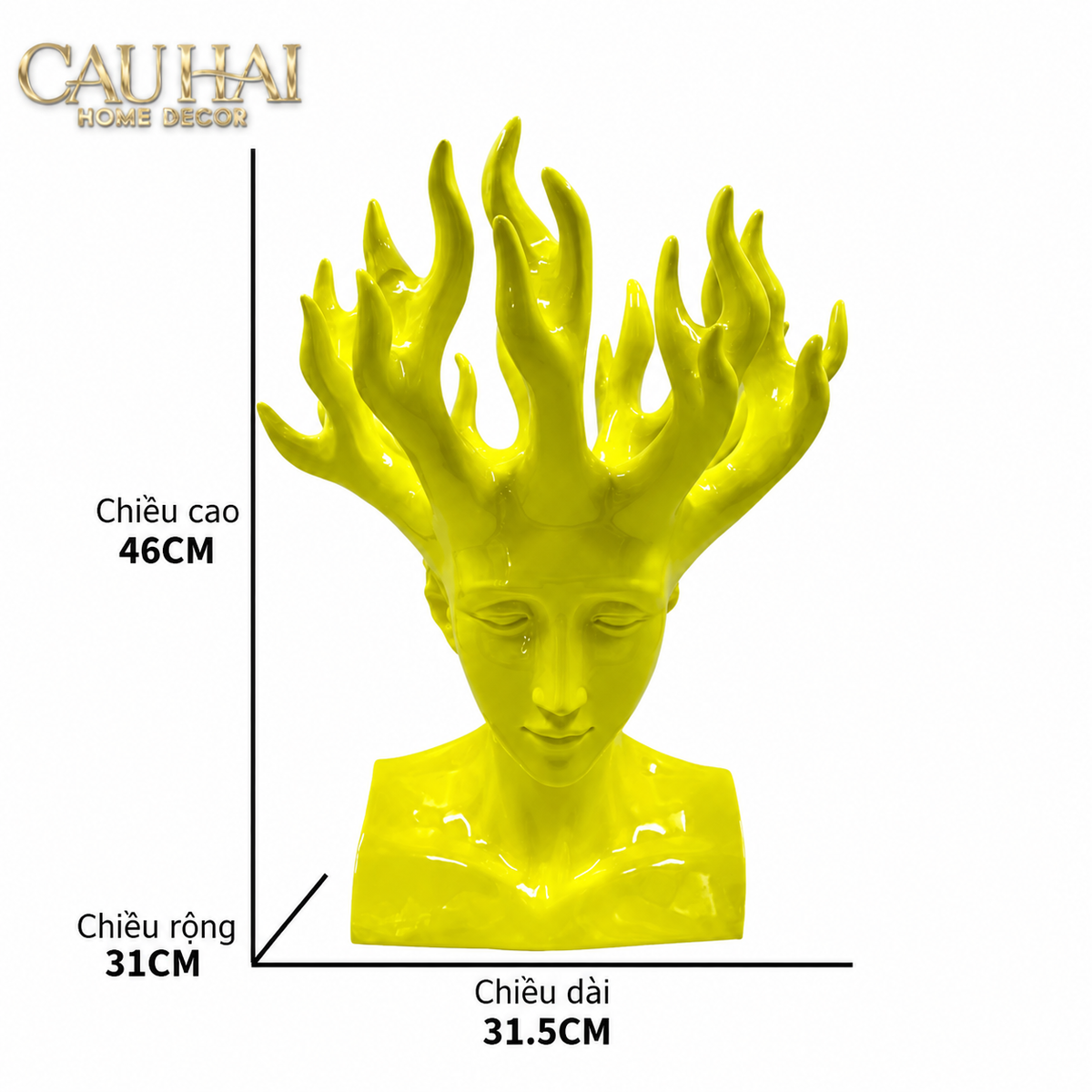 Tượng Composite Nữ Thần Flamme Solaire Yellow 31.5x31x46