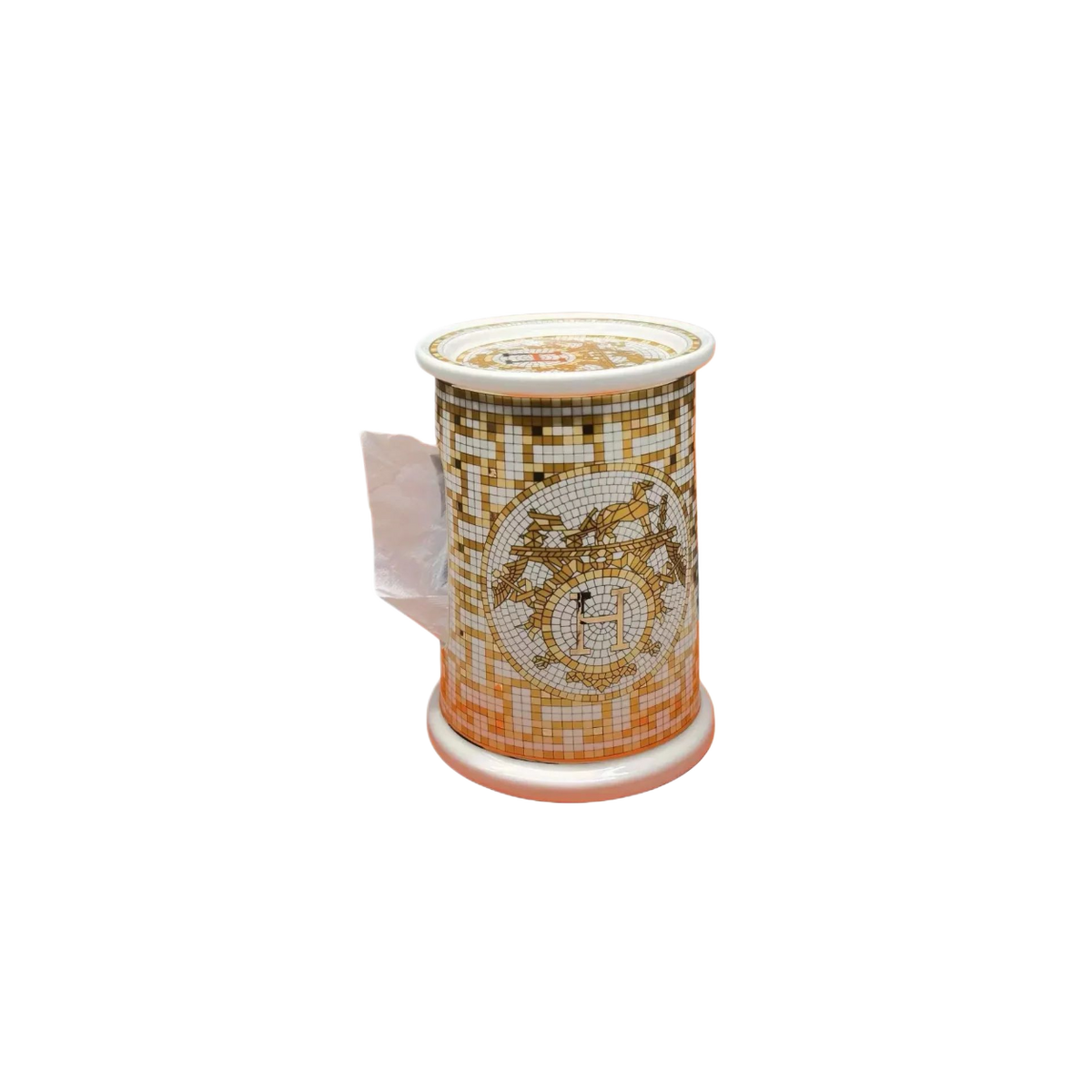 Maison Couture -  Hộp Khăn Giấy Gốm Sứ -  Mosaic Équestre Porcelain Cylinder