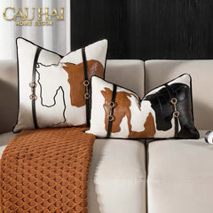 Vỏ Gối Nhung Triptyque Équestre Moderne Embroidered Belt 45-VỎ GỐI SOFA-CẬU HAI HOME DECOR