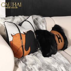 Vỏ Gối Nhung Triptyque Équestre Moderne Embroidered Belt 45-VỎ GỐI SOFA-CẬU HAI HOME DECOR