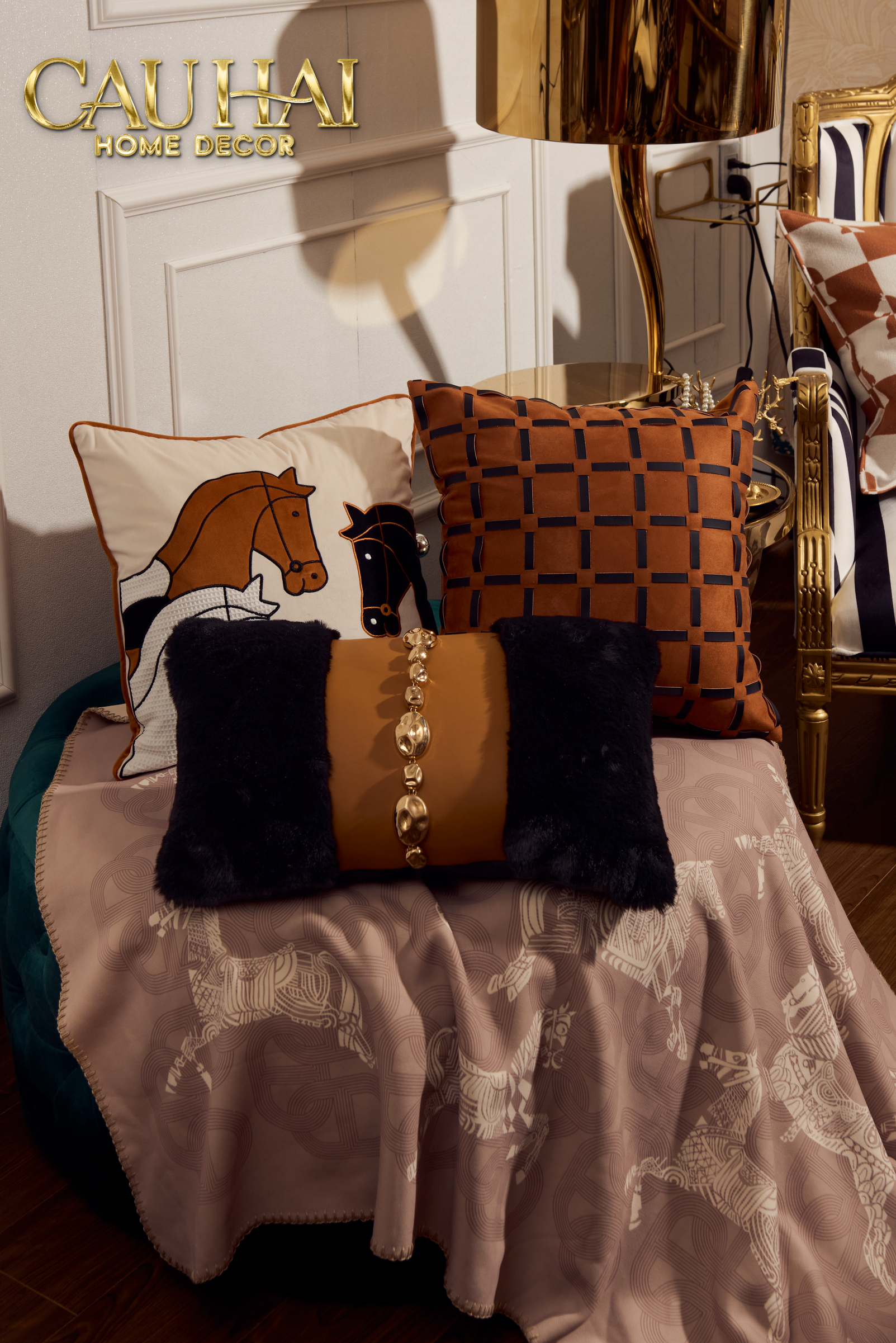 Lux Leather Crossline Terra Velvet Cushion Cover 45