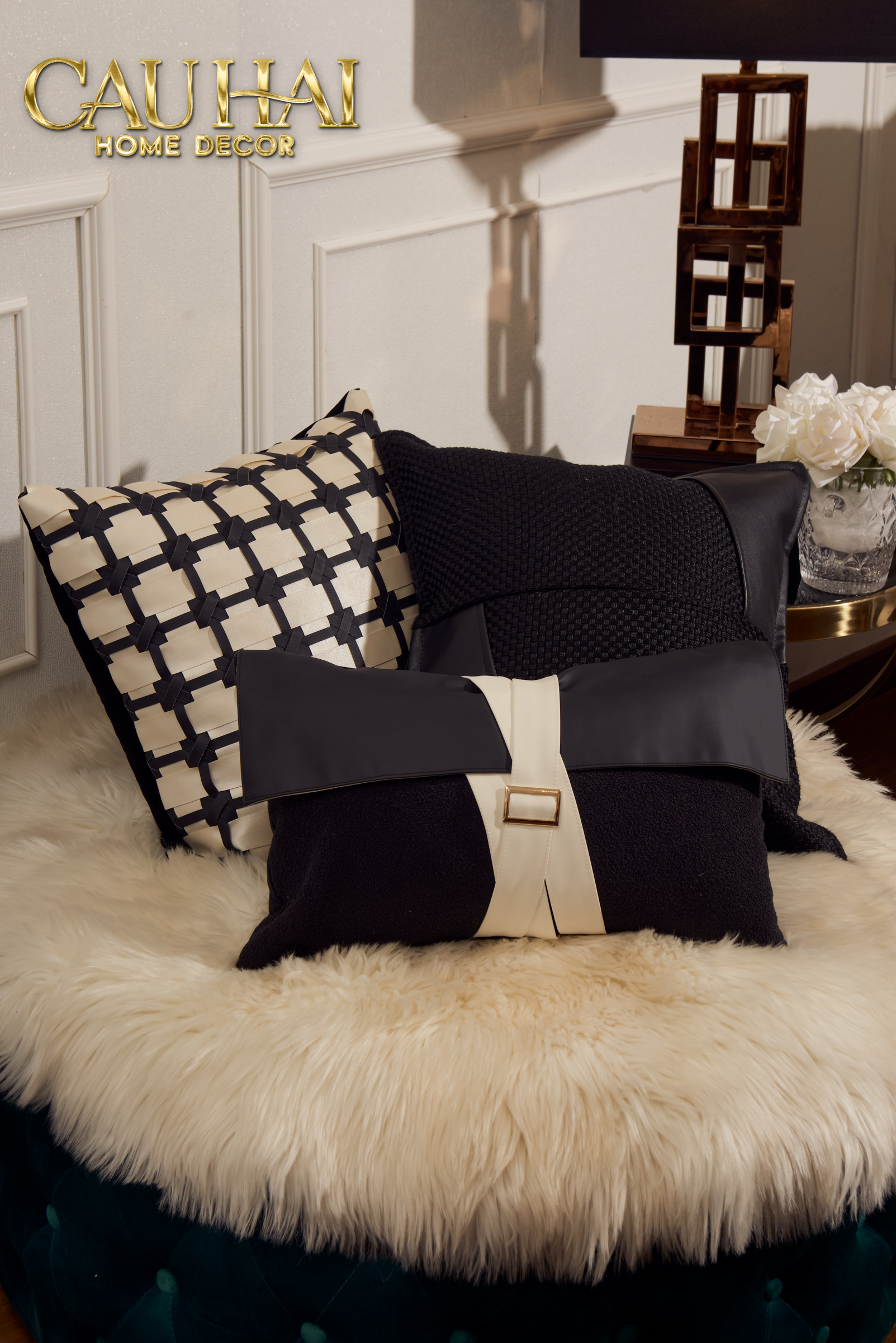 Lux Tweed Leather Savoir Ensemble Pillow 30X50