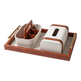 Maison Couture - Set Khay Hộp Giấy Canvas Lux Leather Havana 3Pcs-HỘP KHĂN GIẤY-Đối tác tại Trung Quốc theo từng đơn đặt hàng-CẬU HAI HOME DECOR