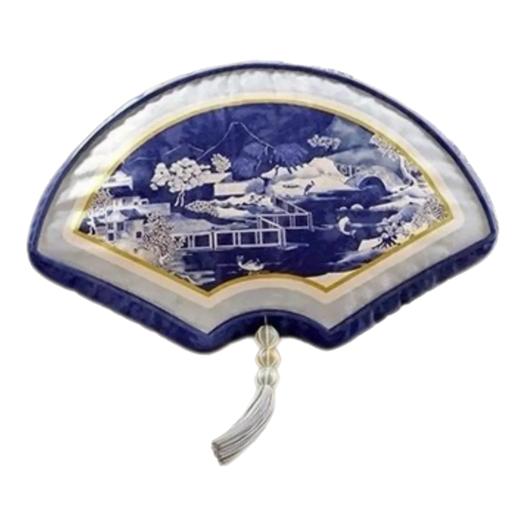 Gối Nhung Quạt IndigoEmperor Fan Indochine Art Cushion-VỎ GỐI-Đối tác tại Trung Quốc theo từng đơn đặt hàng-CẬU HAI HOME DECOR