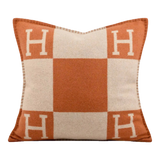 Maison Couture - Vỏ Gối Len Merinos Cashmere Signature Carré H Class 45 - Taupe Orange H-VỎ GỐI-Đối tác tại Trung Quốc theo từng đơn đặt hàng-CẬU HAI HOME DECOR