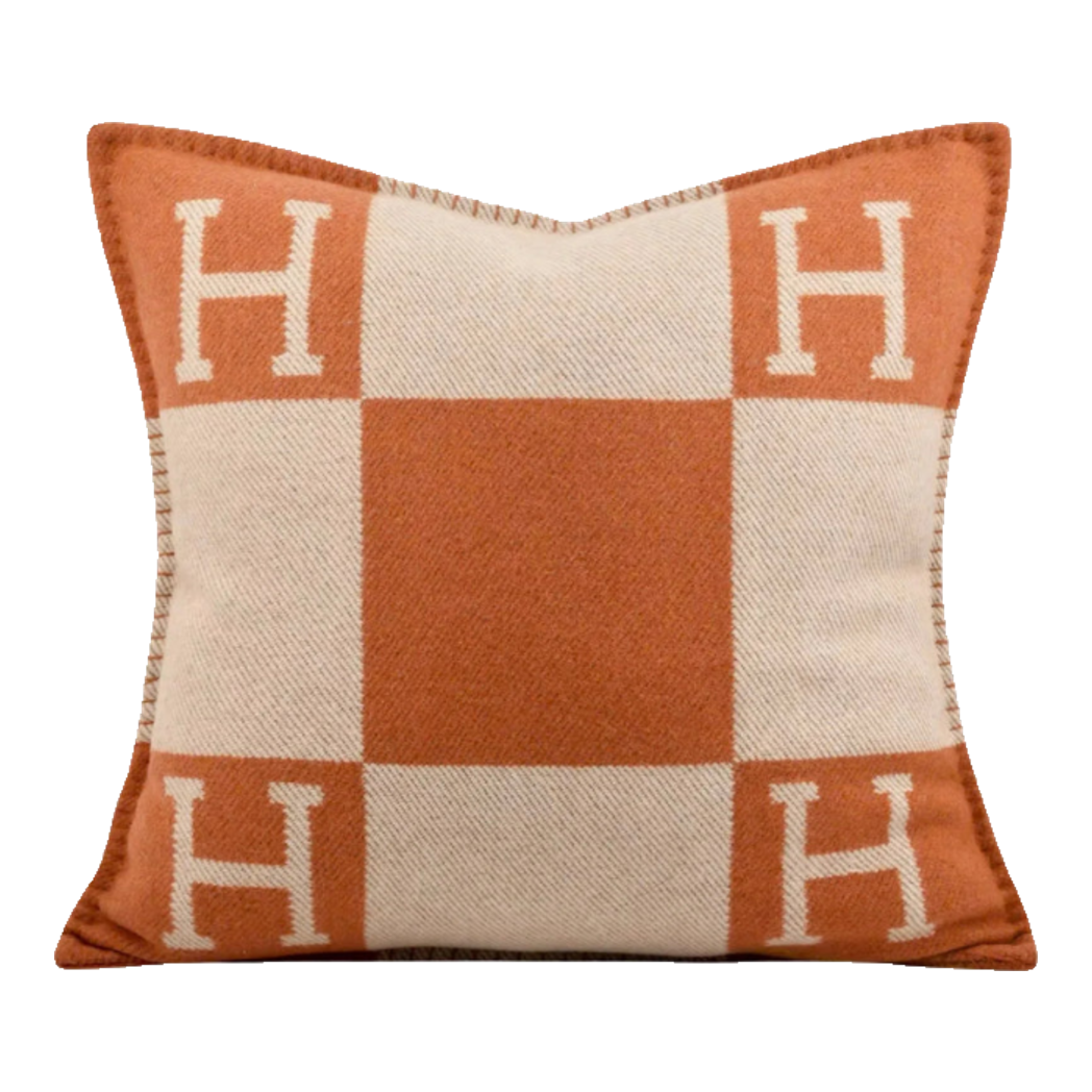 Maison Couture - Vỏ Gối Len Merinos Cashmere Signature Carré H Class 45 - Taupe Orange H