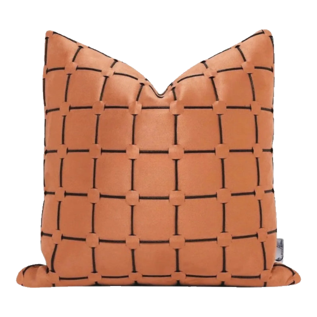Vỏ Gối Nhung Lux Leather Crossline Terra 45-VỎ GỐI-Đối tác tại Trung Quốc theo từng đơn đặt hàng-CẬU HAI HOME DECOR