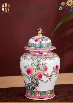Bình Hoa Bạch Ngọc - Đào Tiên Ngự Phúc- White Jade Vase – Celestial Peach Blessing H31-CẬU HAI HOME DECOR