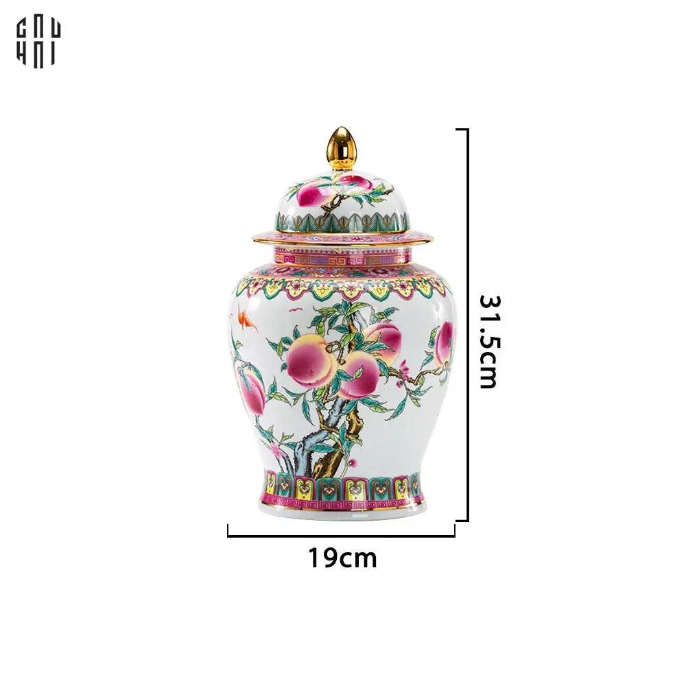 Bình Hoa Bạch Ngọc - Đào Tiên Ngự Phúc- White Jade Vase – Celestial Peach Blessing H31-CẬU HAI HOME DECOR