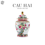 Bình Hoa Bạch Ngọc - Đào Tiên Ngự Phúc- White Jade Vase – Celestial Peach Blessing H31-BÌNH HOA-CẬU HAI HOME DECOR