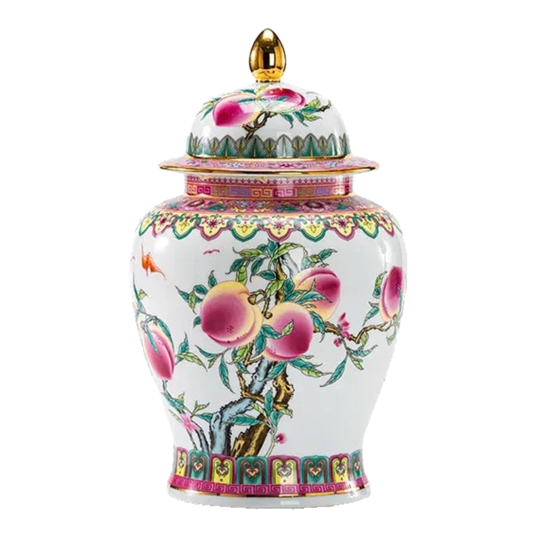 Bình Hoa Bạch Ngọc - Đào Tiên Ngự Phúc- White Jade Vase – Celestial Peach Blessing H31-BÌNH HOA-CẬU HAỊ HOME DECOR-CẬU HAI HOME DECOR