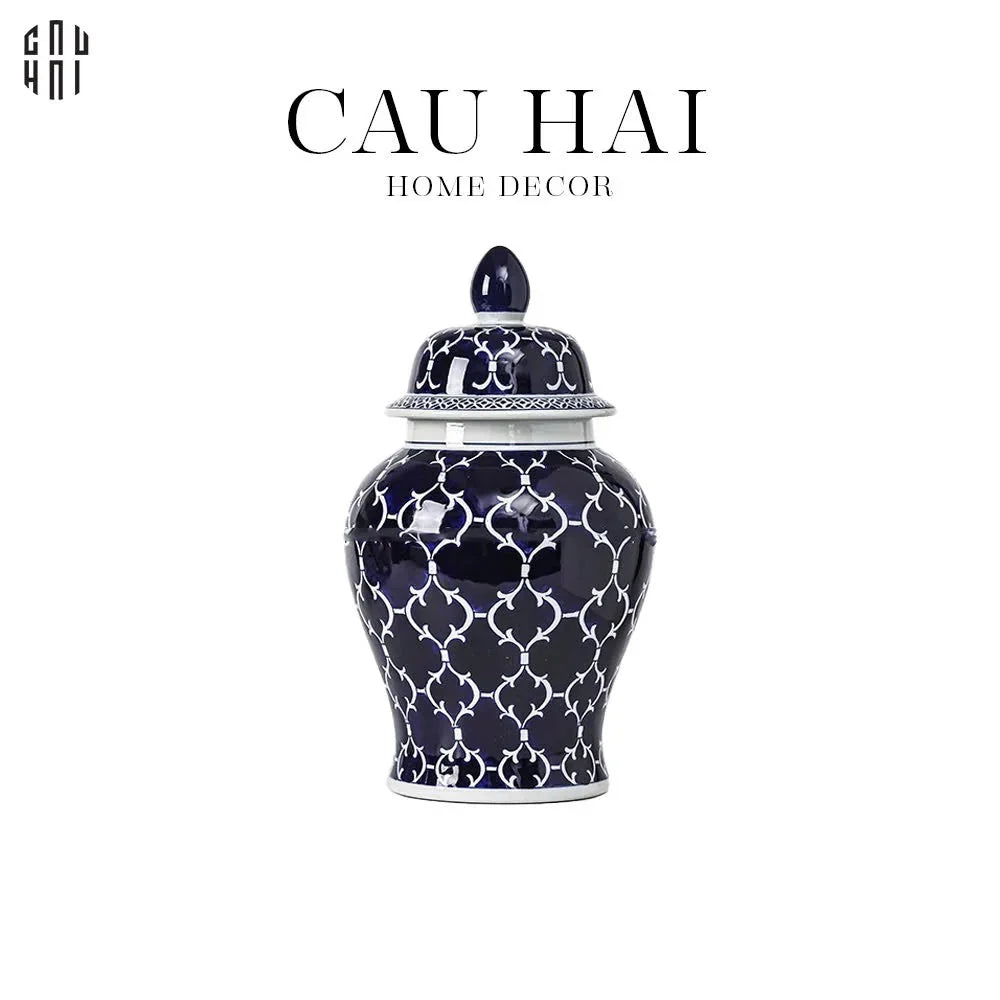 Bình Hoa Ceramic Blue Mystery 20x44-BÌNH HOA-CẬU HAI HOME DECOR