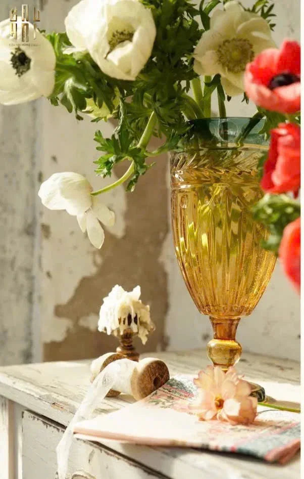 Bình Hoa Crystal Amber Verdant Goblet-CẬU HAI HOME DECOR