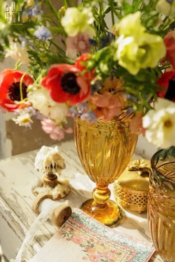 Bình Hoa Crystal Amber Verdant Goblet H26.8 W11.9 D8.4-BÌNH HOA-CẬU HAI HOME DECOR
