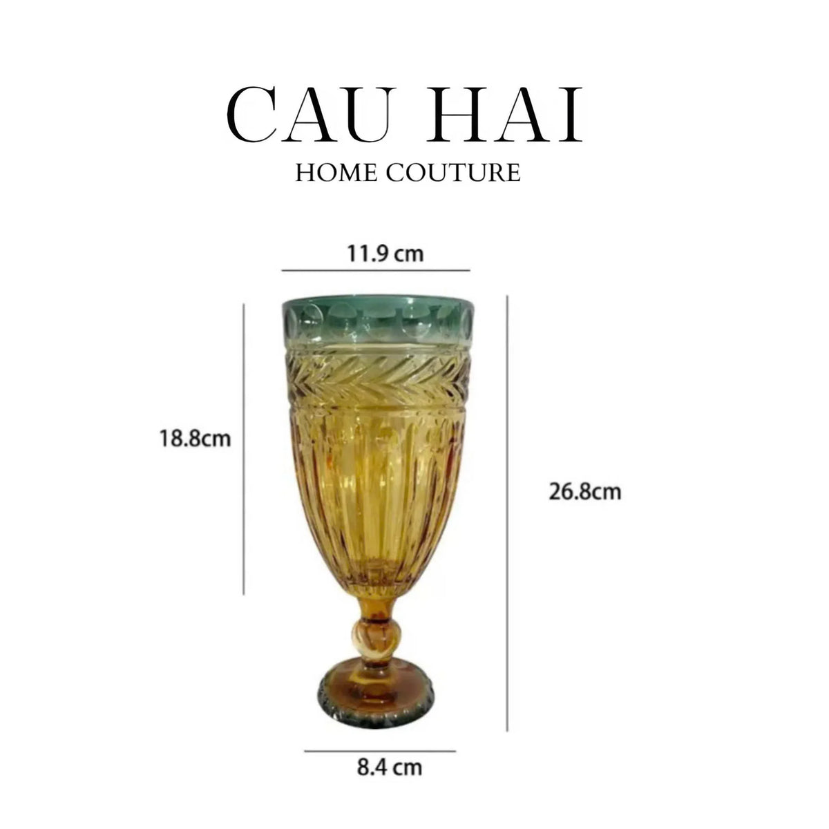 Bình Hoa Crystal Amber Verdant Goblet H26.8 W11.9 D8.4-BÌNH HOA-Đối tác tại Trung Quốc theo từng đơn đặt hàng-CẬU HAI HOME DECOR