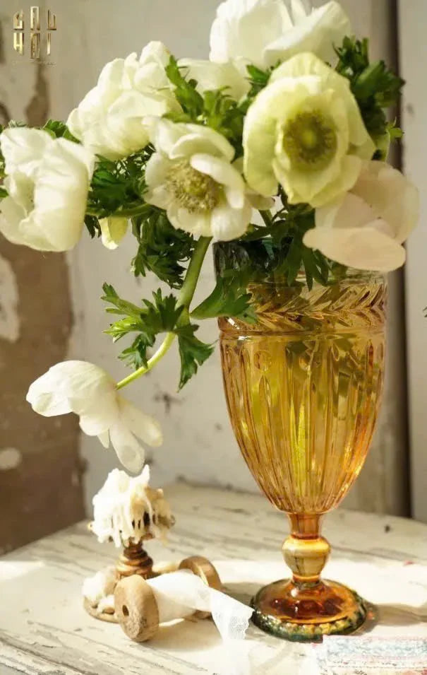 Bình Hoa Crystal Amber Verdant Goblet H26.8 W11.9 D8.4-BÌNH HOA-Đối tác tại Trung Quốc theo từng đơn đặt hàng-CẬU HAI HOME DECOR