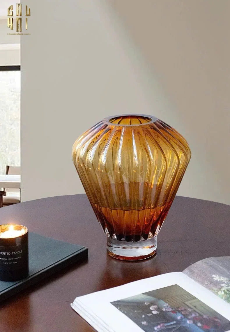 Bình Hoa Crystal Éclat Ambré H19-CẬU HAI HOME DECOR