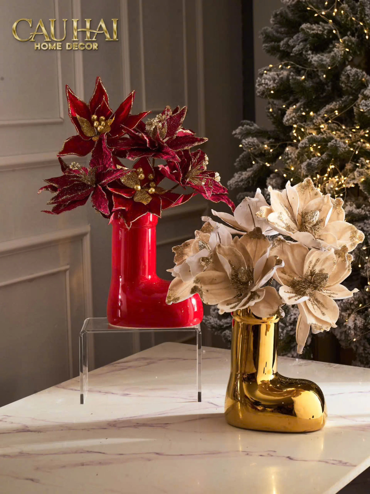Bình Hoa Gilded Lumière Bubble Boot Vases-BÌNH HOA-Đối tác tại Trung Quốc theo từng đơn đặt hàng-CẬU HAI HOME DECOR