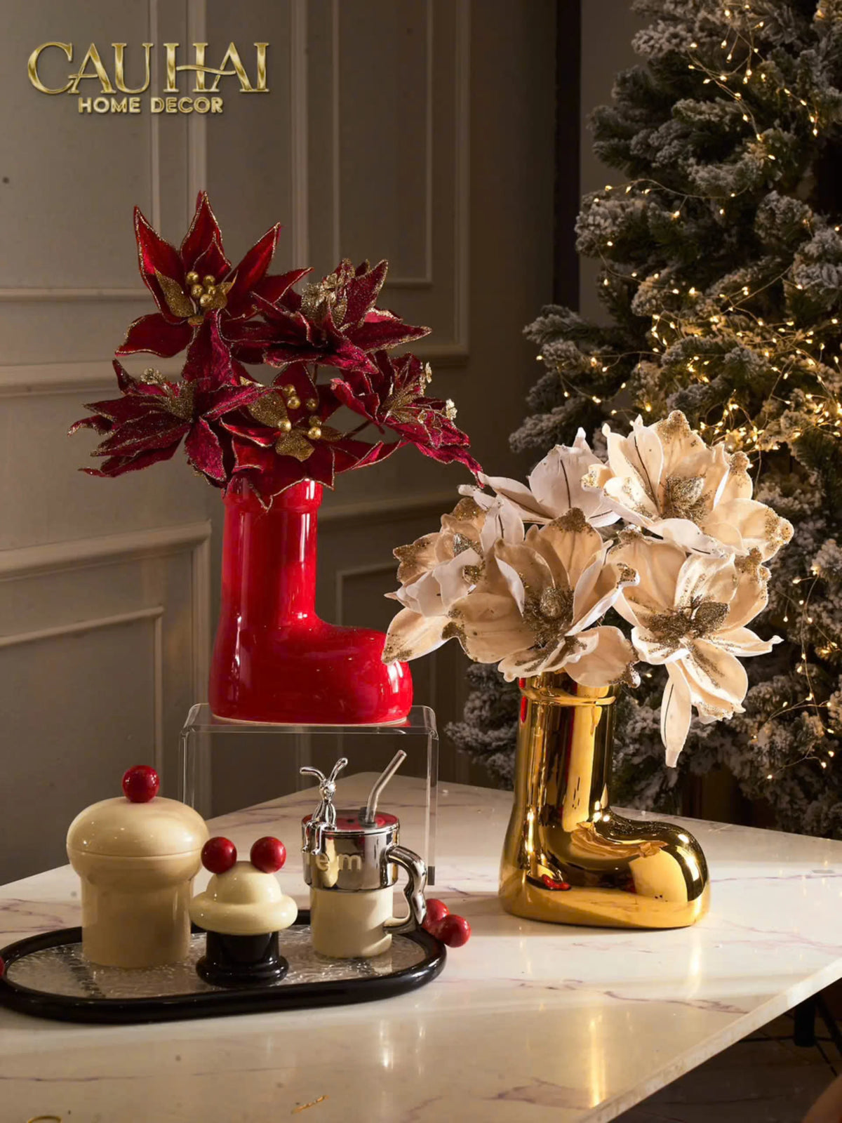 Bình Hoa Gilded Lumière Bubble Boot Vases-BÌNH HOA-Đối tác tại Trung Quốc theo từng đơn đặt hàng-CẬU HAI HOME DECOR