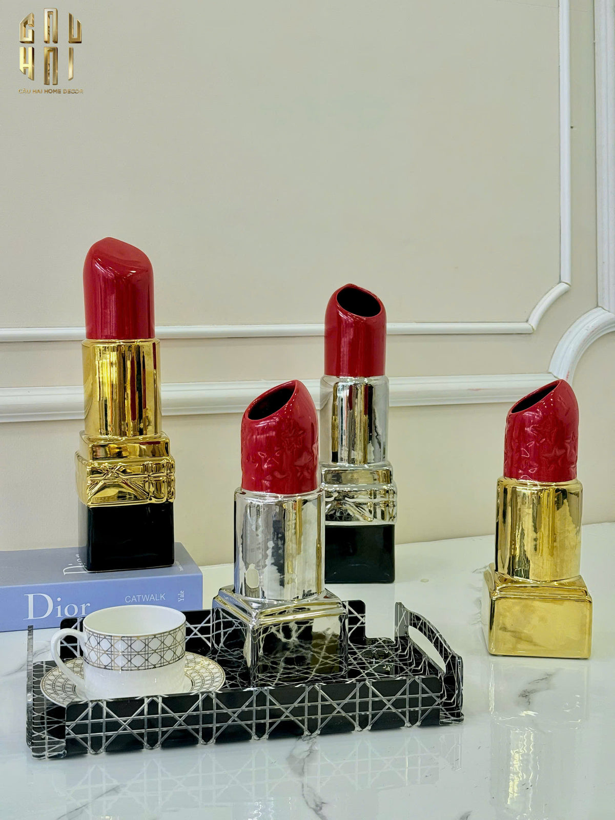 Bình Hoa Gold D.O Rouge Matte H26-BÌNH HOA-CẬU HAI HOME DECOR