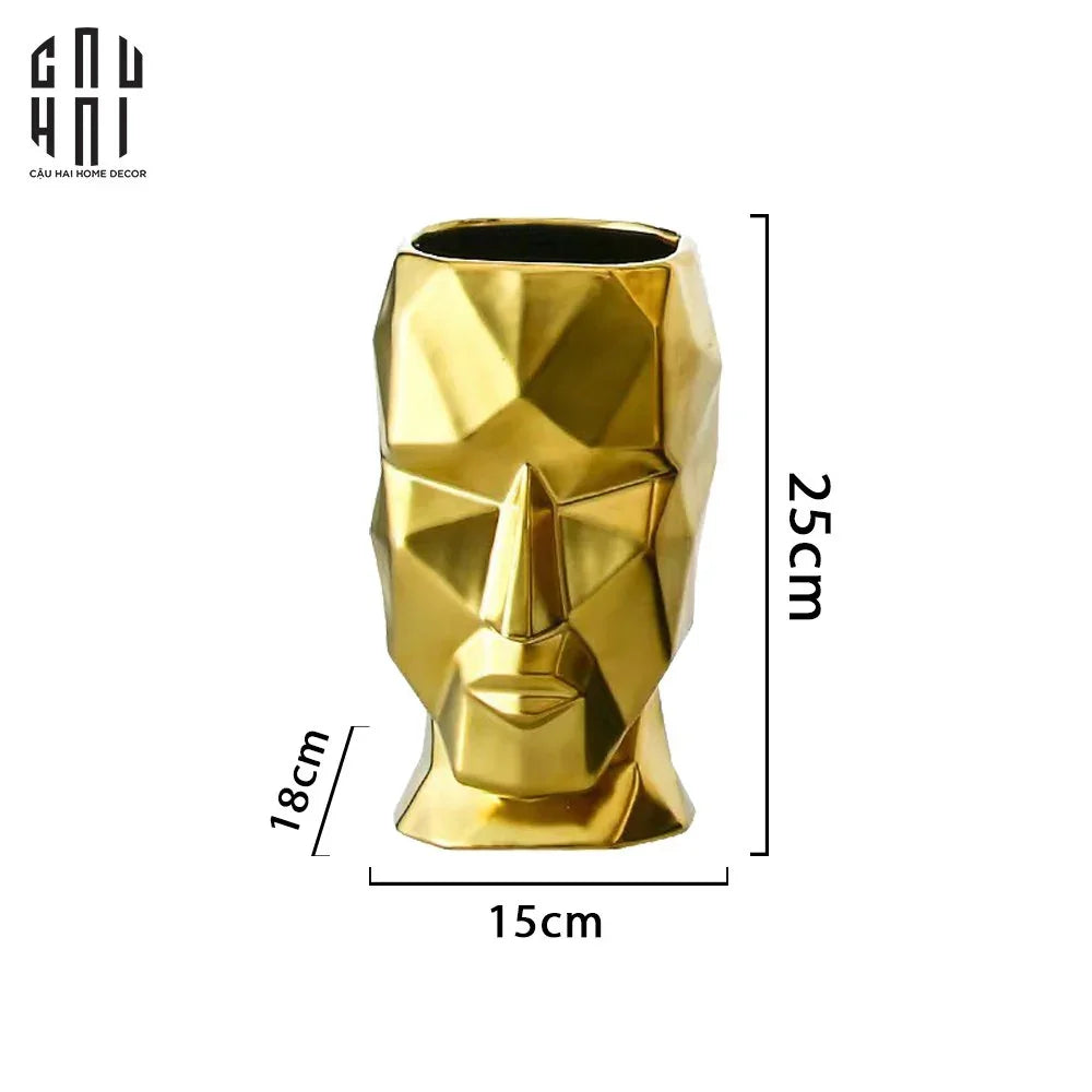Bình Hoa Golden Moai 18x15x25-BÌNH HOA-CẬU HAI HOME DECOR