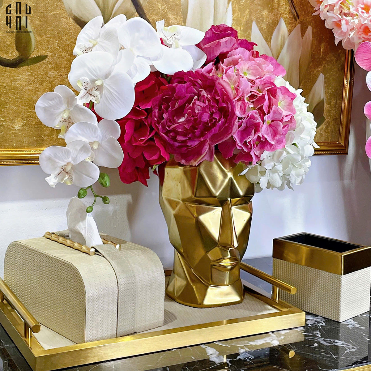 Bình Hoa Golden Moai 18x15x25-BÌNH HOA-Đối tác tại Trung Quốc theo từng đơn đặt hàng-CẬU HAI HOME DECOR
