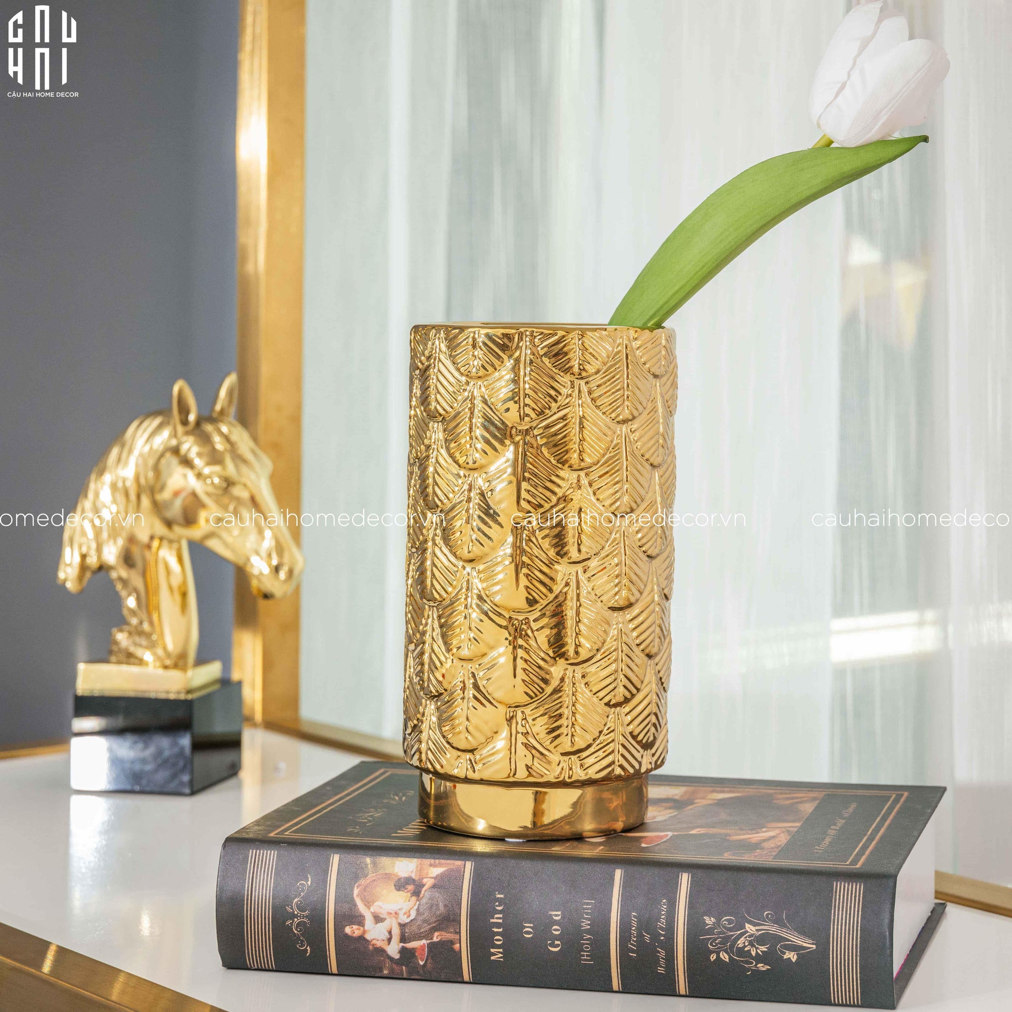 Bình Hoa Golden Scale 11x20-BÌNH HOA-CẬU HAI HOME DECOR