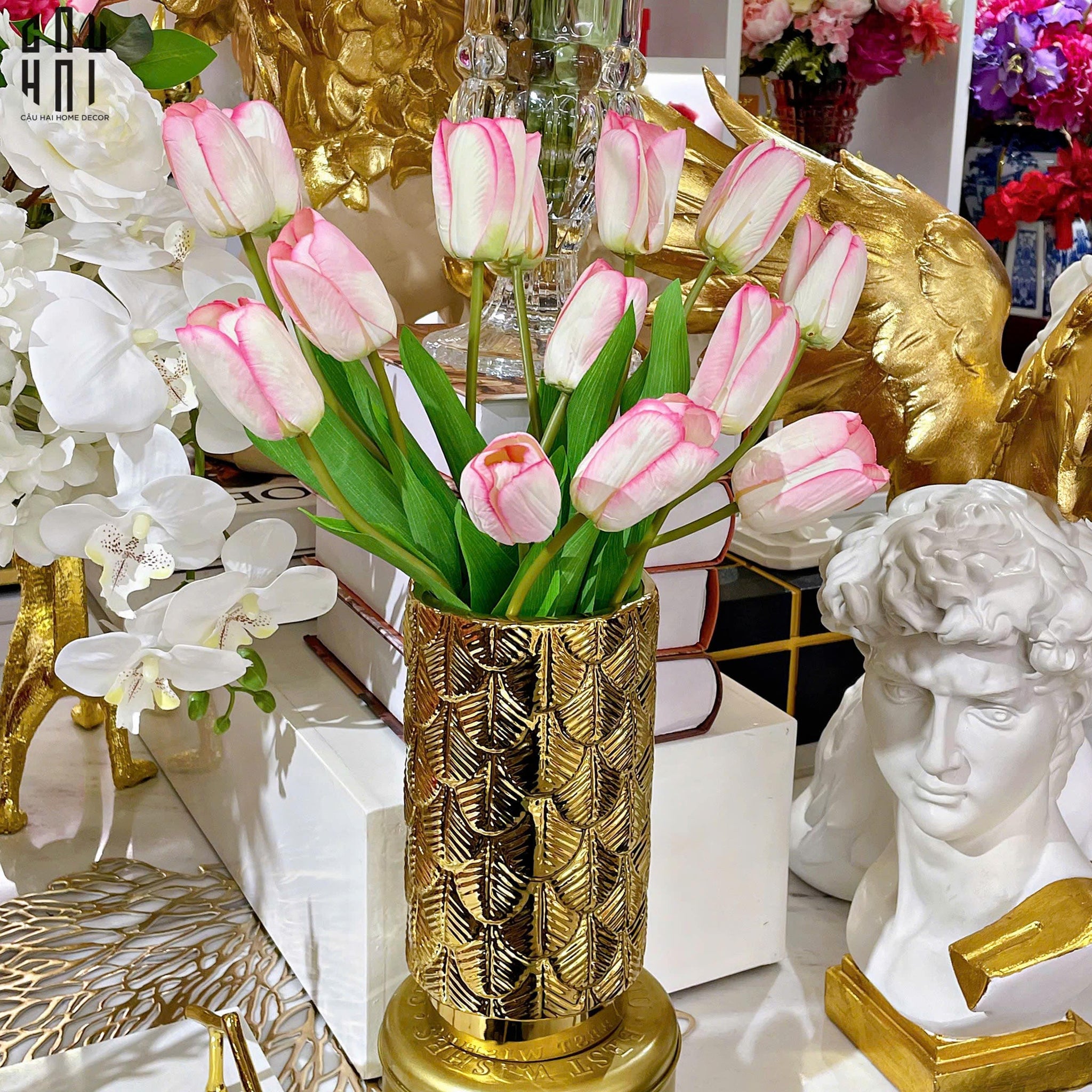 Bình Hoa Golden Scale 11x20-CẬU HAI HOME DECOR