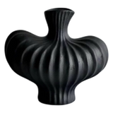 Bình Hoa Gốm Đen Petit Noir Plissé Vase 19x19.5-BÌNH HOA-CẬU HAI HOME DECOR-CẬU HAI HOME DECOR