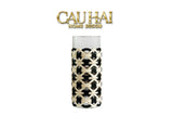 Bình Hoa Thuỷ Tinh Hình Trụ Phối Da Đan Woven Leather Cylinder Glass Vase 10x25-BÌNH HOA-CẬU HAI HOME DECOR