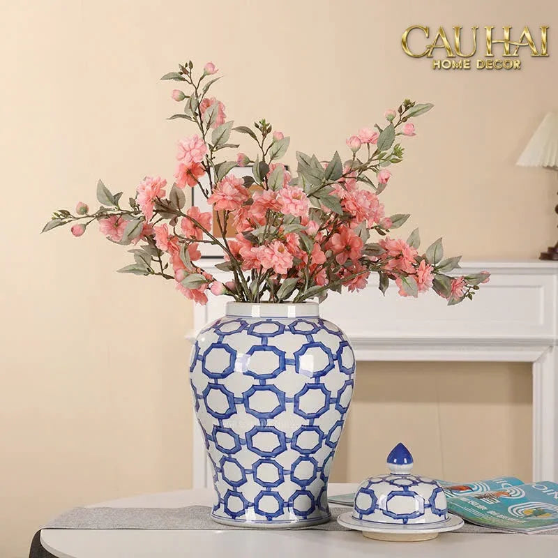 Bình Hoa Indochine Ginger Jar Oriental Heritage – Bleu Treillis H35-BÌNH HOA-CẬU HAI HOME DECOR
