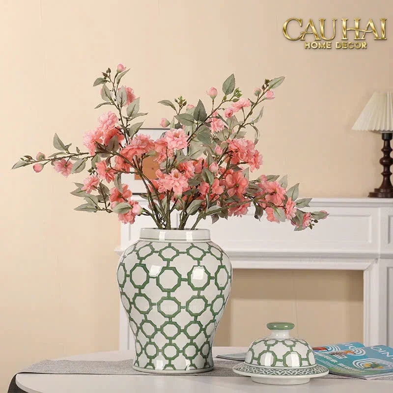 Bình Hoa Indochine Ginger Jar Oriental Heritage – Bleu Treillis H35-BÌNH HOA-CẬU HAI HOME DECOR