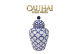 Bình Hoa Indochine Ginger Jar Oriental Heritage – Bleu Treillis H35-CẬU HAI HOME DECOR