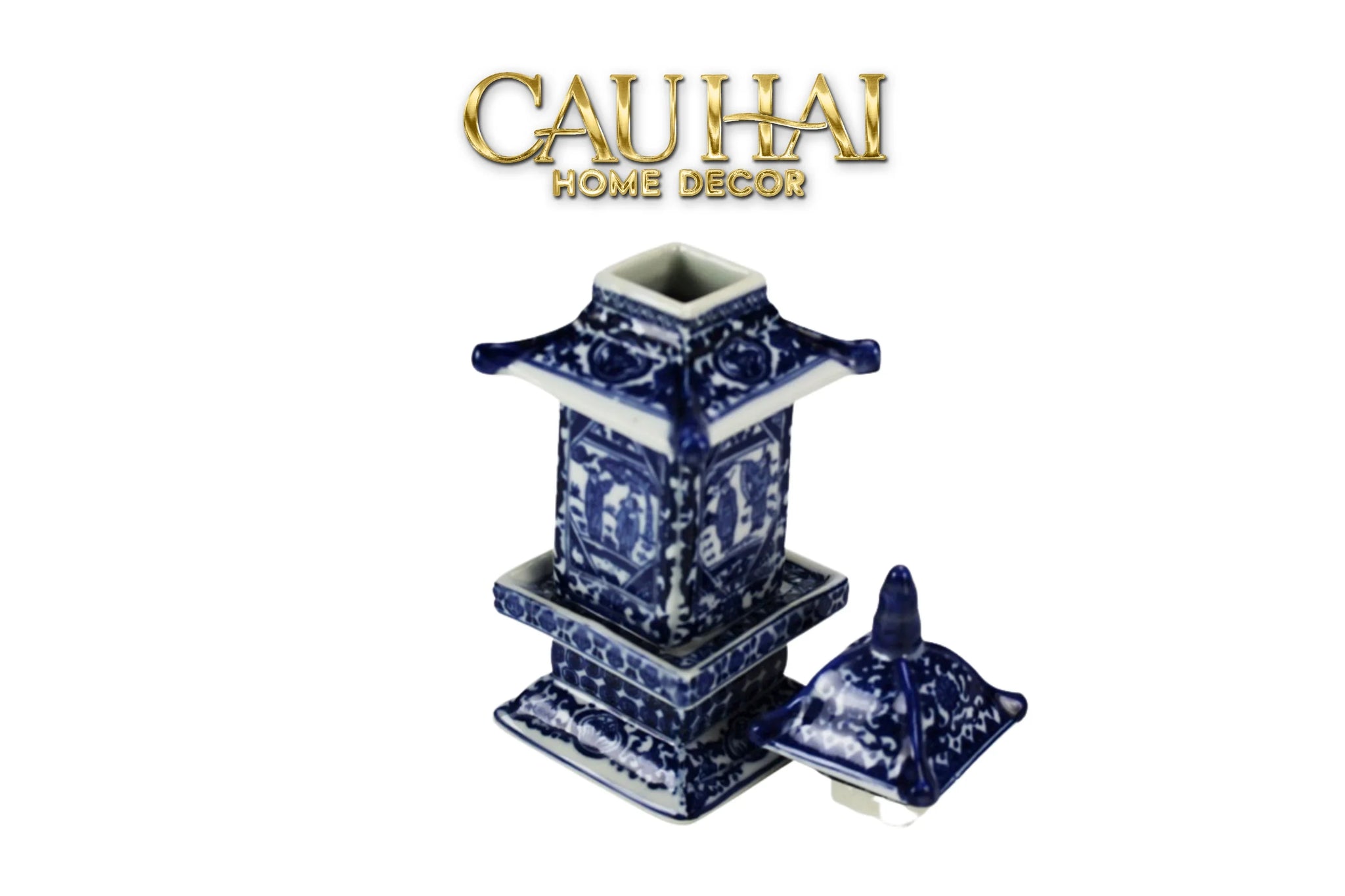 Bình Hoa Indochine Thanh Hoa Các Indigo Porcelain Vases 7.5x21-BÌNH HOA-CẬU HAI HOME DECOR