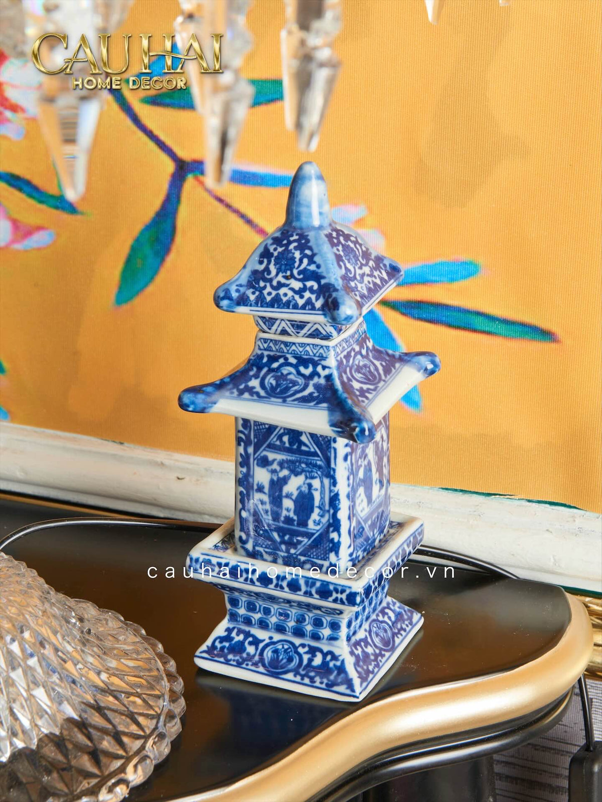 Bình Hoa Indochine Thanh Hoa Các Indigo Porcelain Vases 7.5x21-BÌNH HOA-Đối tác tại Trung Quốc theo từng đơn đặt hàng-CẬU HAI HOME DECOR