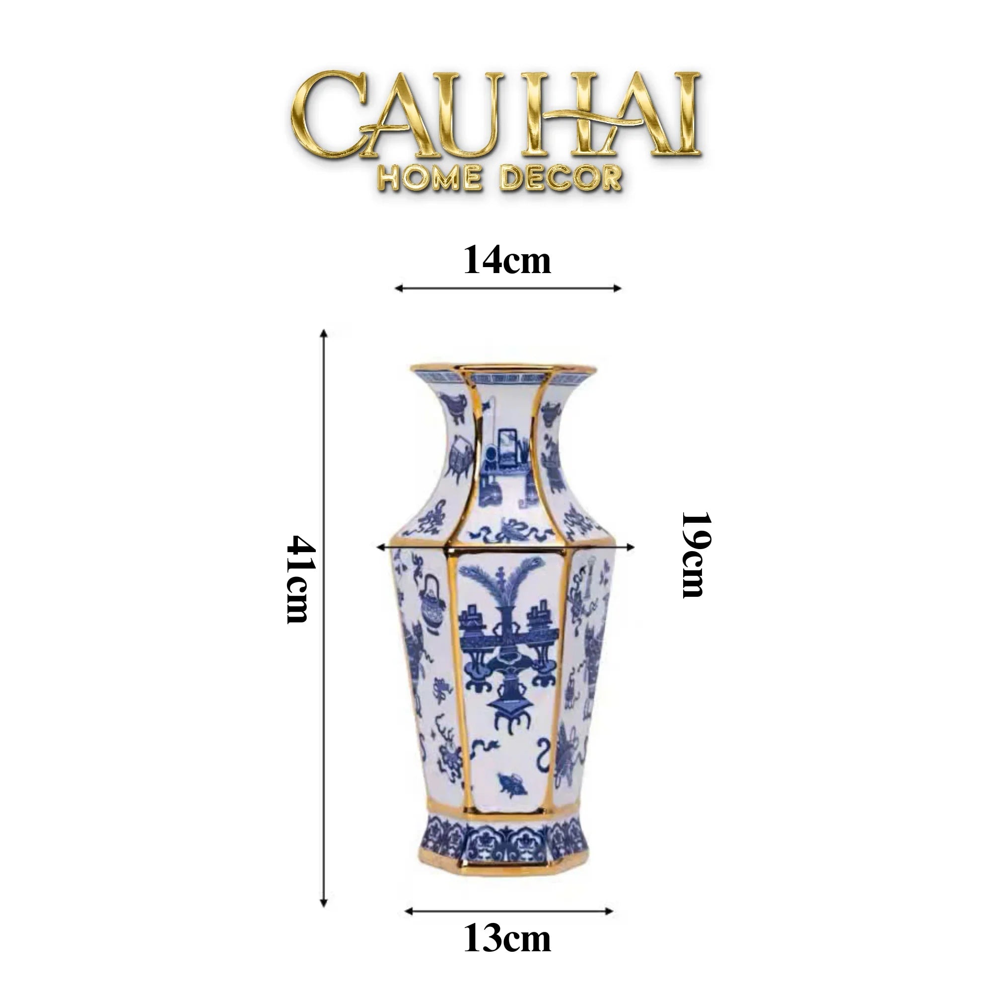 Bình Hoa Kim Tôn Lăng Trấn - Indochine Indigo Porcelain Vase H41-BÌNH HOA-CẬU HAI HOME DECOR