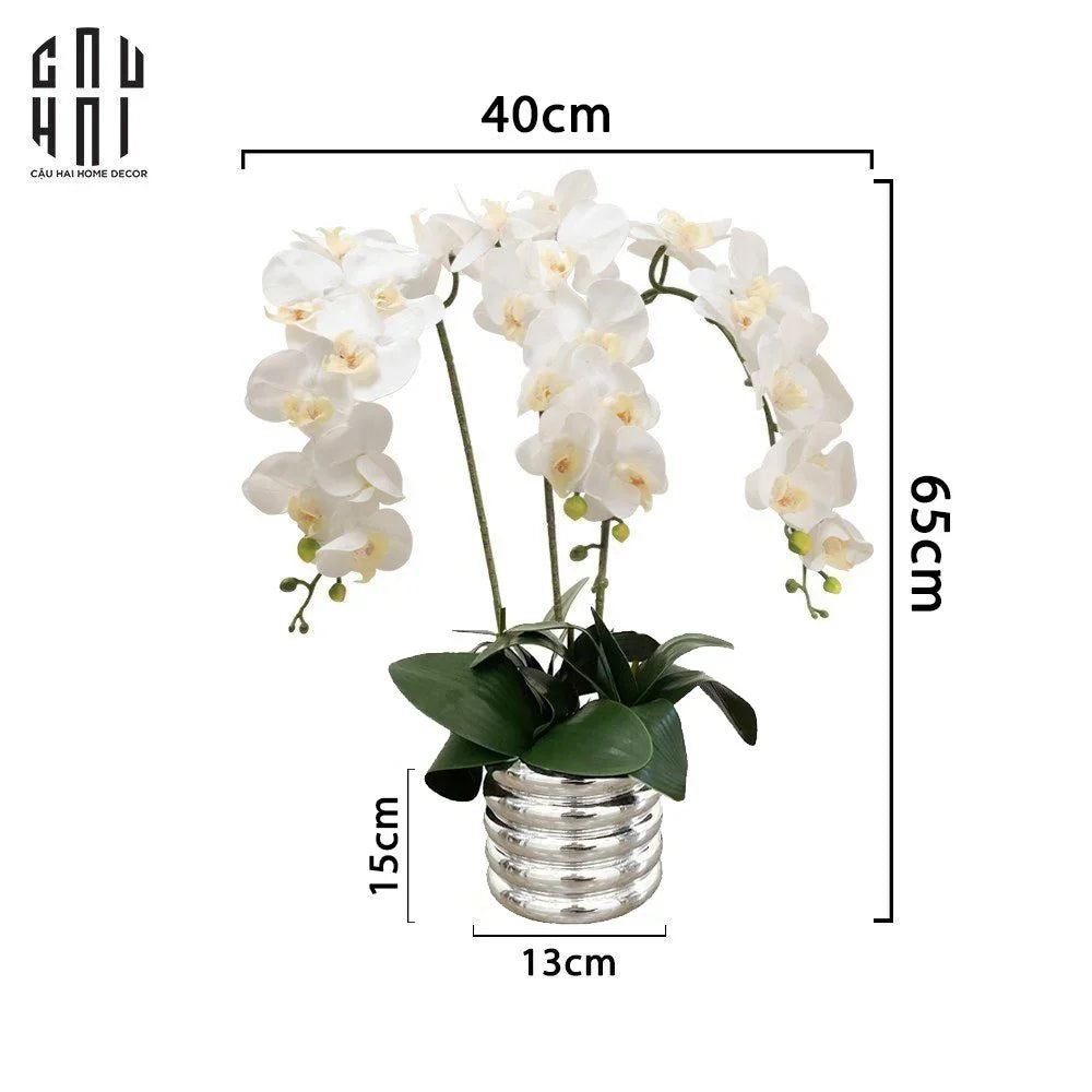 Bình Hoa Lan Trắng - White Orchid 40x65-BÌNH HOA-CẬU HAI HOME DECOR
