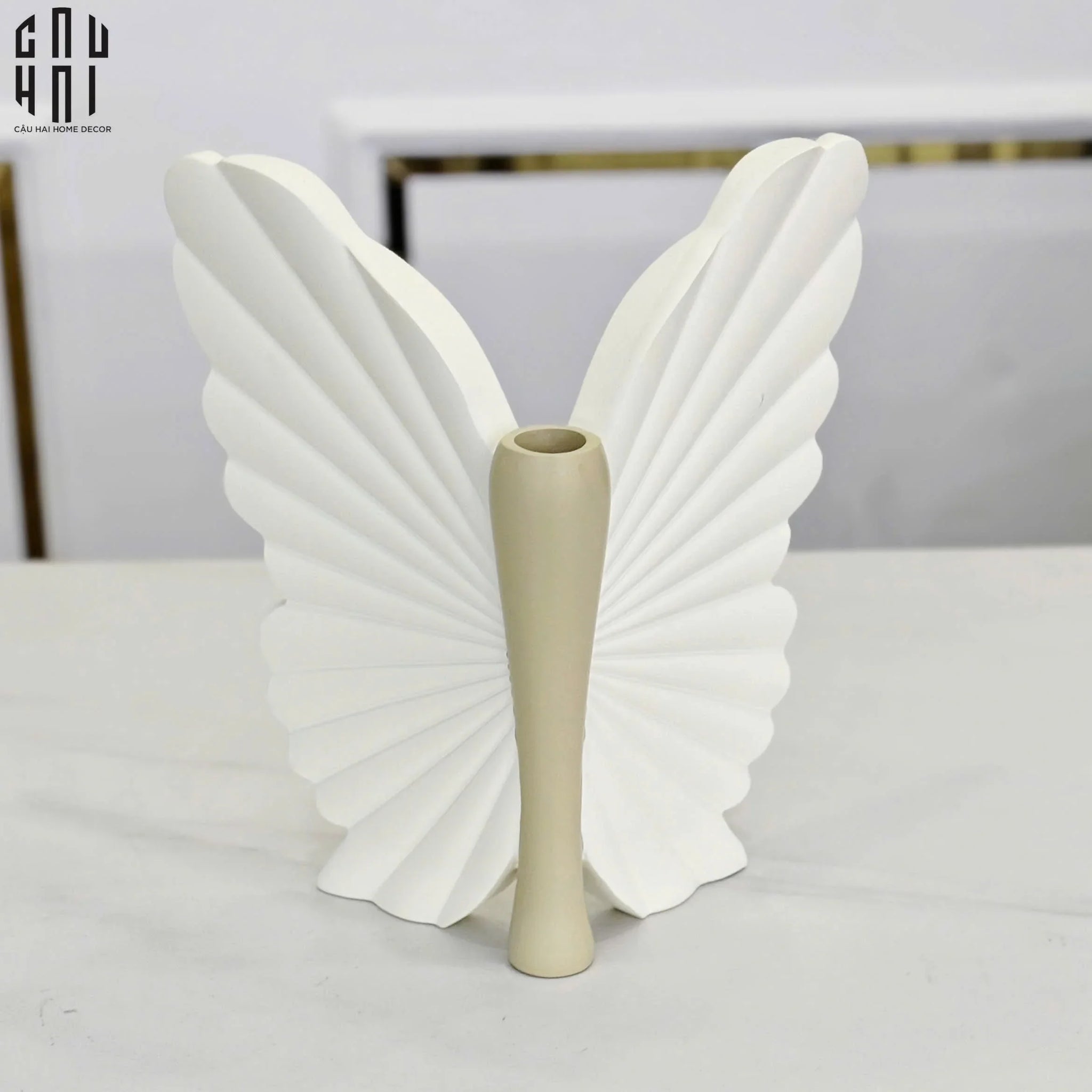Bình Hoa Papillon Angel In Bloom - Beige H26x24x16-BÌNH HOA-CẬU HAI HOME DECOR