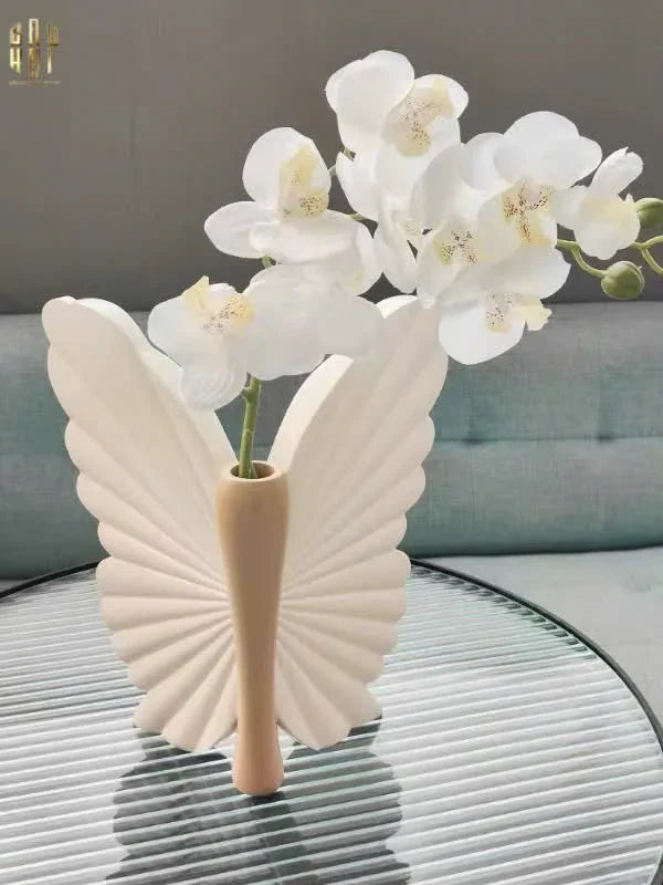 Bình Hoa Papillon Angel In Bloom - Beige H26x24x16-BÌNH HOA-CẬU HAI HOME DECOR