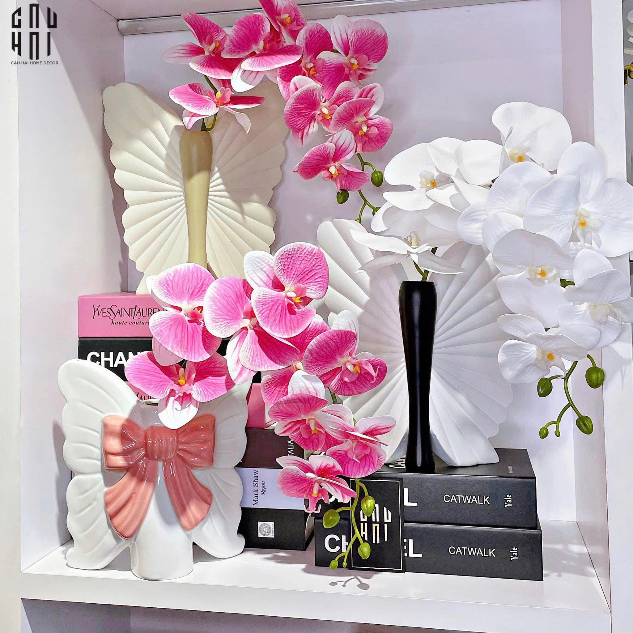 Bình Hoa Papillon Angel In Bloom - Noir H26x24x16-BÌNH HOA-CẬU HAI HOME DECOR