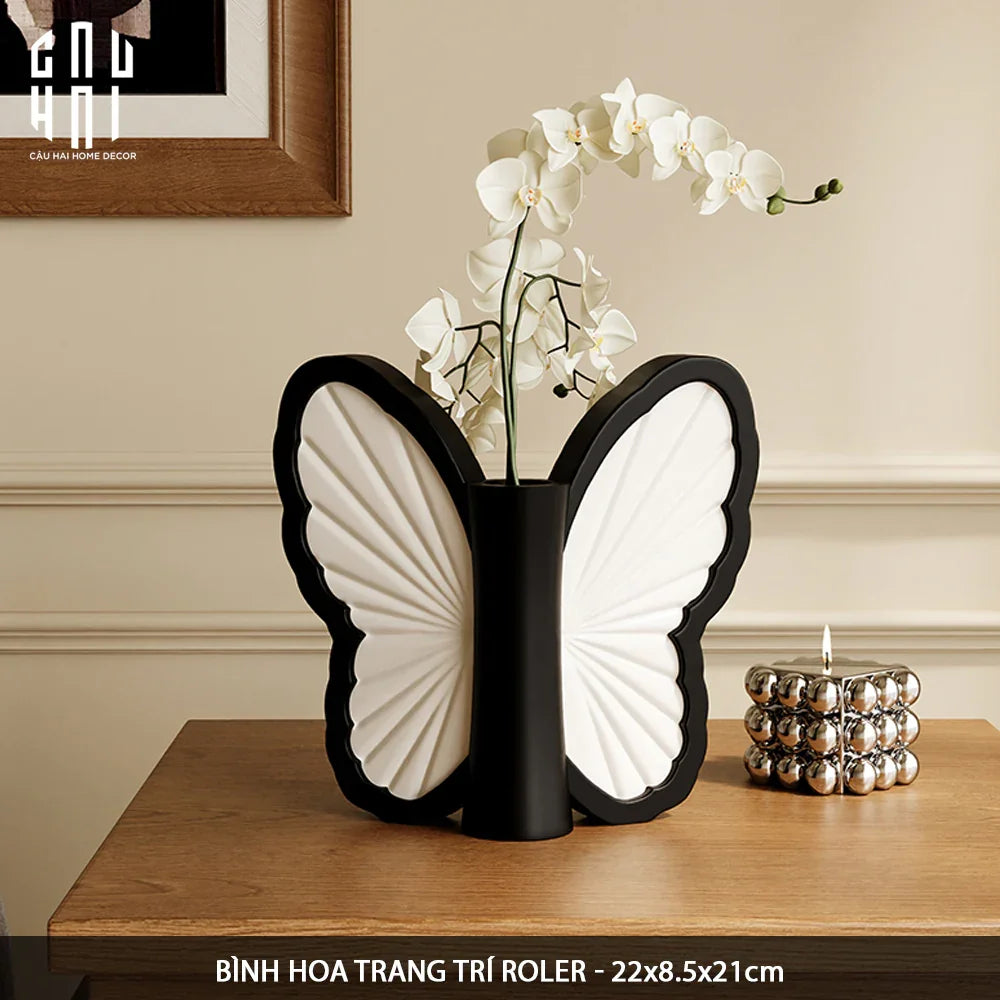 Bình Hoa Papillon - Blanc Et Noir Ss25-BÌNH HOA-CẬU HAI HOME DECOR