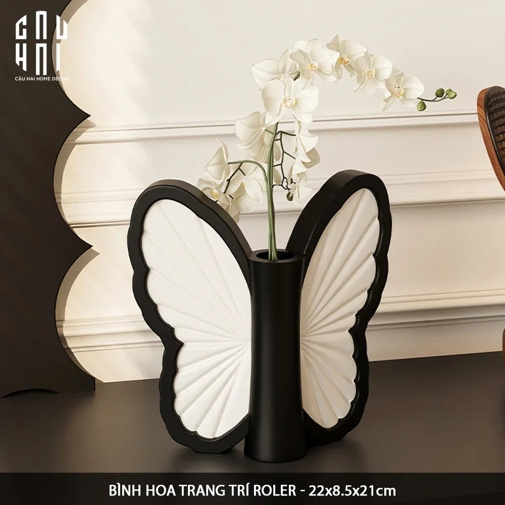 Bình Hoa Papillon - Blanc Et Noir Ss25-BÌNH HOA-CẬU HAI HOME DECOR