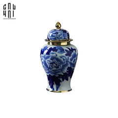 Bình Hoa Phù Dung Men Lam 18x39-BÌNH HOA-CẬU HAI HOME DECOR