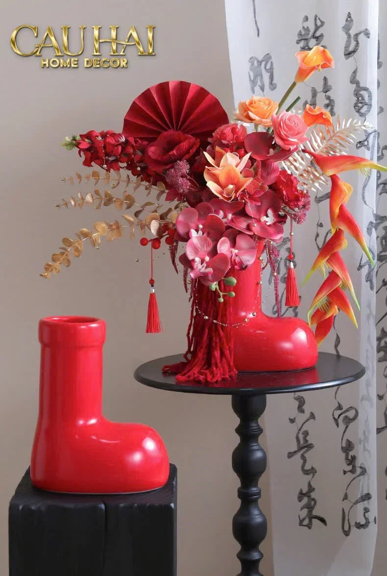 Bình Hoa Rouge Glossy Bubblr Boot Vase-BÌNH HOA-CẬU HAI HOME DECOR