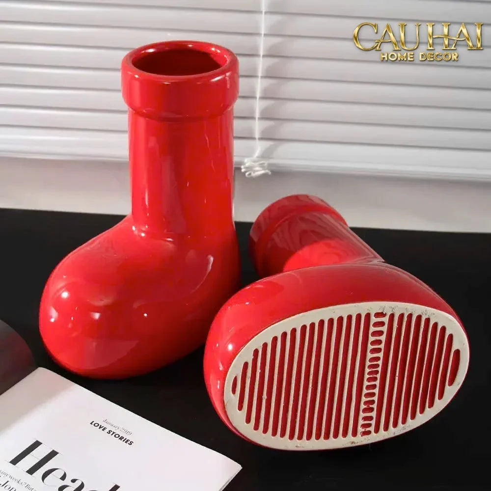 Bình Hoa Rouge Glossy Bubblr Boot Vase-BÌNH HOA-CẬU HAI HOME DECOR