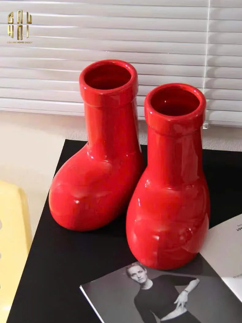 Bình Hoa Rouge Glossy Bubblr Boot Vase-BÌNH HOA-CẬU HAI HOME DECOR